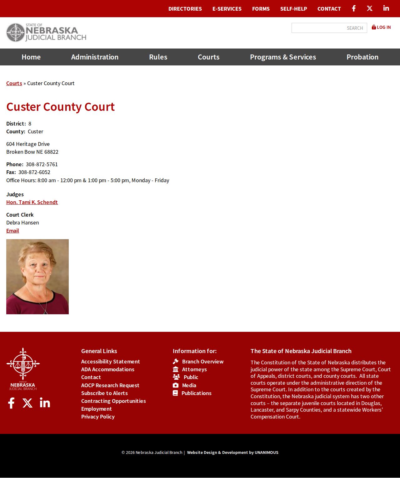 Custer County court calendar County Court clerk and contact page