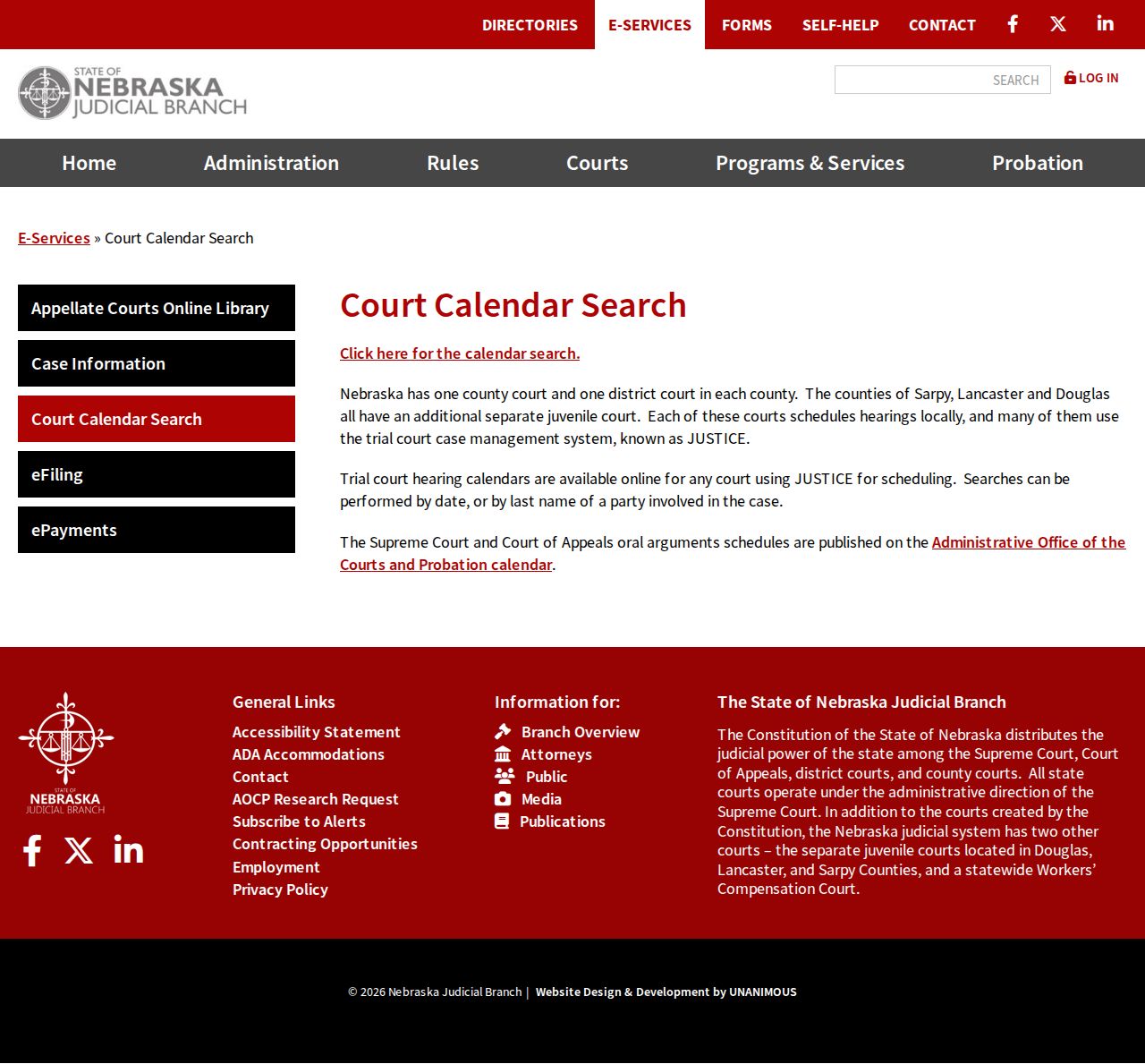 Custer County court calendar official calendar landing page