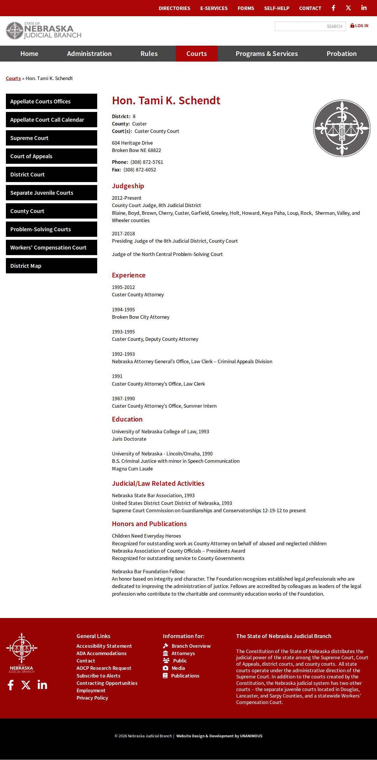 Custer County criminal docket County Court judge profile