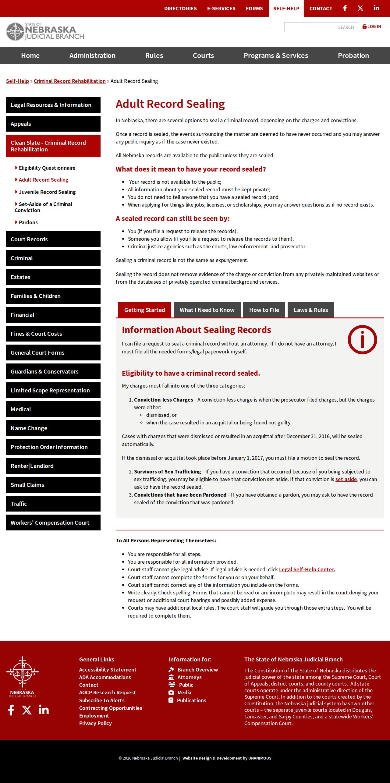 Custer County criminal docket adult record sealing information